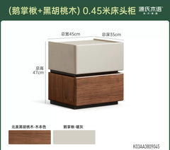 [15-Day Pre-order] Italian-style Luxury Solid Wood Bedside Table, Bedroom Storage Cabinet, Gray Organizer, Black Walnut Small Cabinet