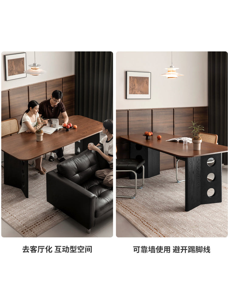 实木餐桌餐厅黑胡桃木高级感复古饭桌长桌设计师桌子