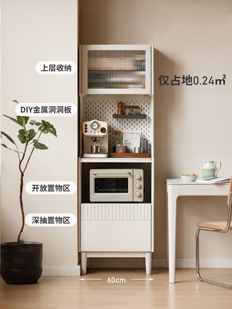 实木餐边柜白色夹缝窄柜奶油风茶水柜小户型角落收纳置物