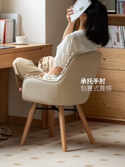 实木书椅椅子白色餐椅软包靠背椅办公椅舒适扶手椅