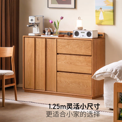 实木餐边柜餐厅樱桃木带电轨茶水柜靠墙一体储物柜子