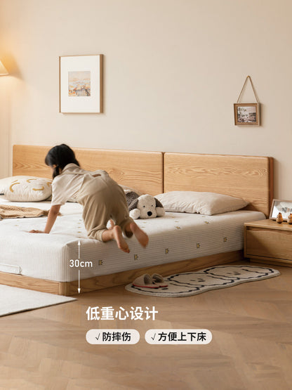 实木床橡木拼接榻榻米地台床简约小户型民宿落地床矮床