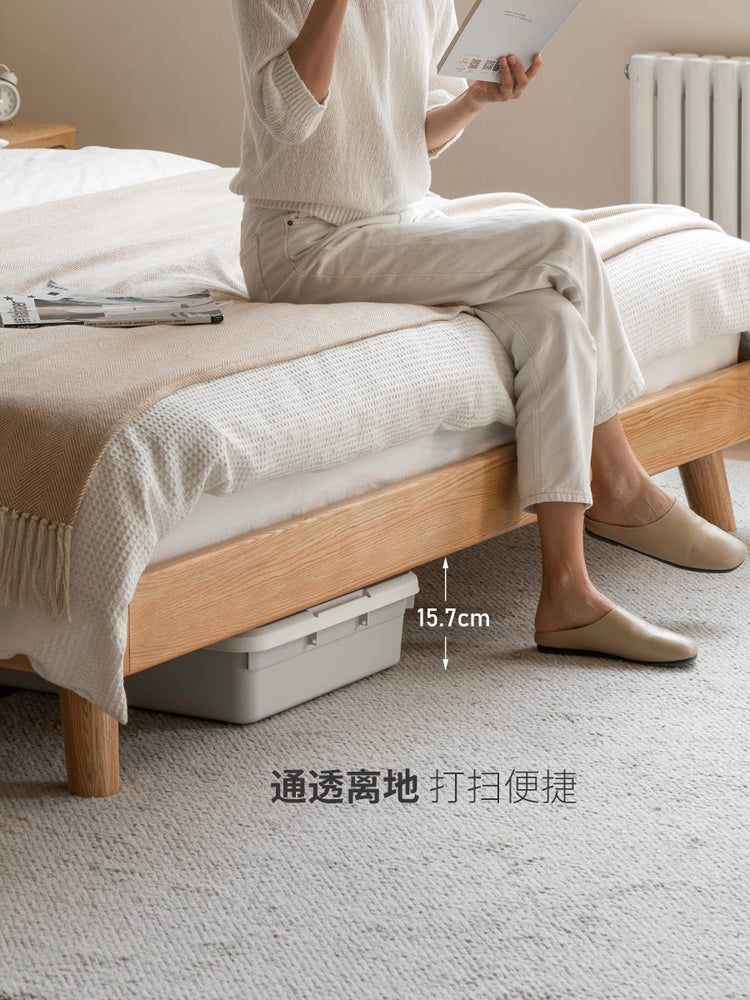 实木床奶油风卧室家具床头软包双人床现代简约原木软靠床