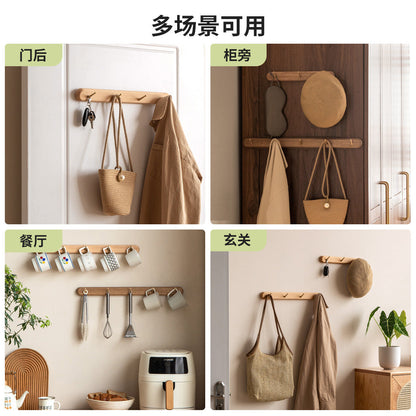 实木墙面挂钩壁挂玄关门口进门免打孔卧室墙上免钉衣帽架