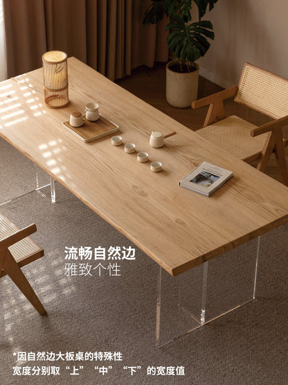 实木餐桌现代餐厅自然边山野原木大板桌白蜡木工作台