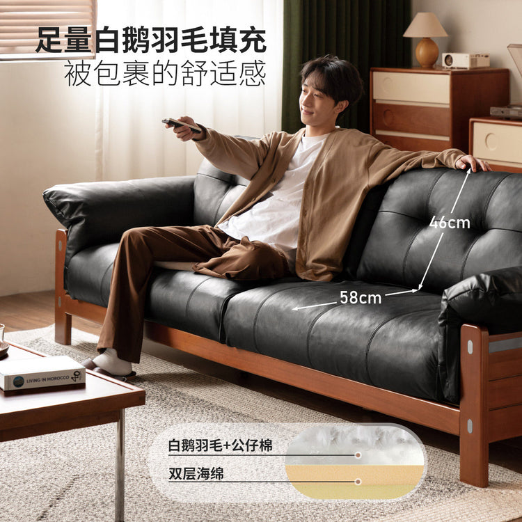 实木客厅中古风雪尼尔直排沙发包豪斯布艺沙发