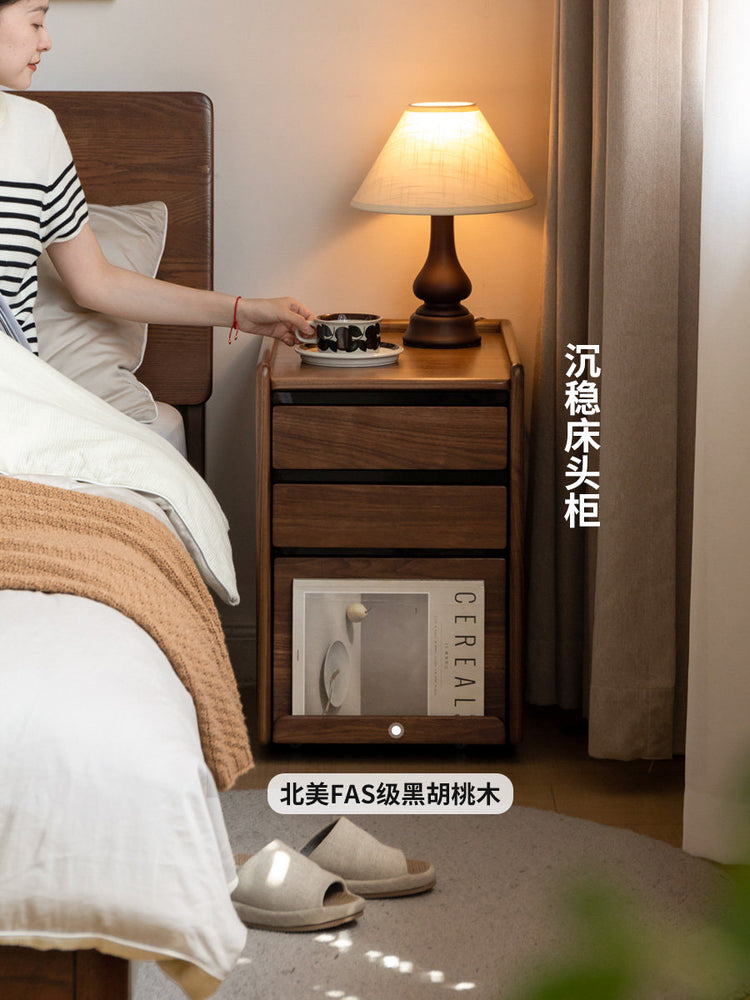 实木书柜多功能书桌下柜客厅简约移动边几储物柜子