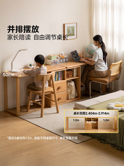 实木儿童伸缩学习桌小户型转角组合书桌小学生写字桌