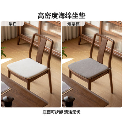实木餐椅餐厅新中式靠背椅黑胡桃木软包休闲椅餐桌椅