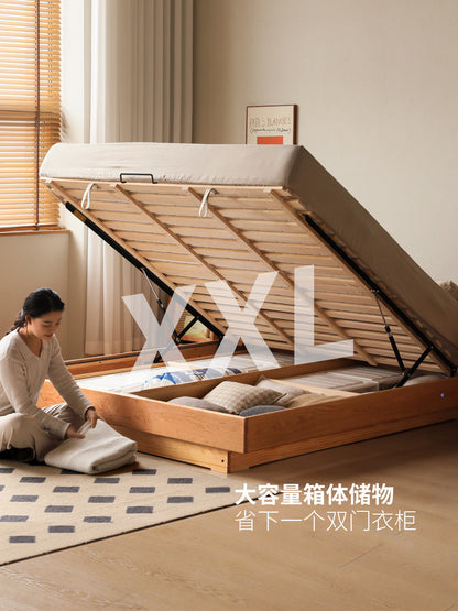 实木箱体床无床头储物床樱桃木小户型榻榻米齐边床悬浮床