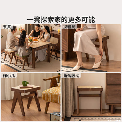 实木方凳餐厅化妆凳软包餐凳复古换鞋凳休闲边几凳子