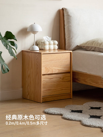 实木床现代简约胡桃色储物柜卧室橡木两抽夹缝收纳柜