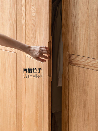 纯实木衣柜现代简约橡木储物柜卧室组装大衣橱
