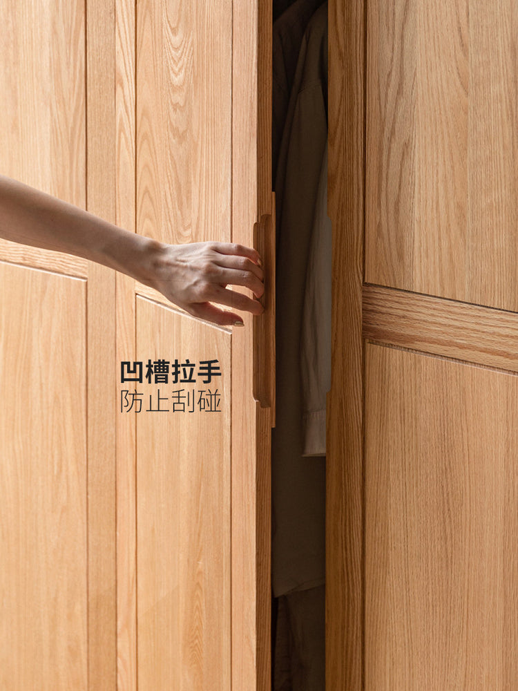纯实木衣柜现代简约橡木储物柜卧室组装大衣橱