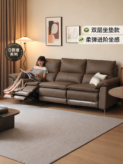 零靠墙电动客厅两用牛皮沙发多功能可调节真皮沙发