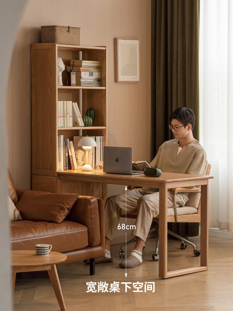 实木书桌书架一体带抽屉靠墙转角办公桌子简约书房电脑桌