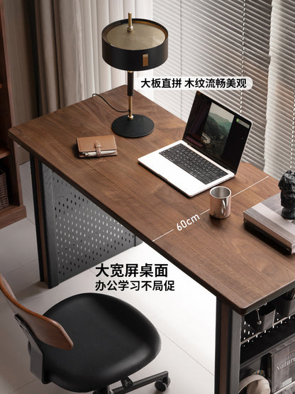 实木书桌书房意式轻奢电脑桌黑胡桃木工作台办公桌