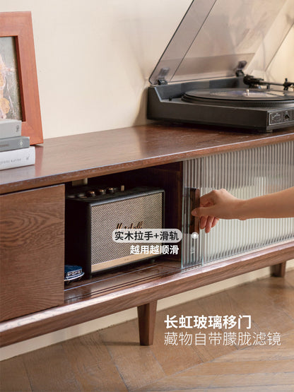 实木电视柜玻璃地柜茶几组合北欧小户型客厅收纳储物柜