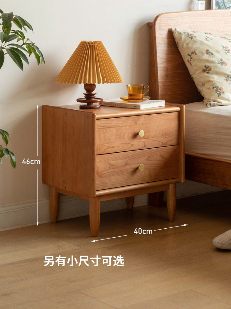 实木床头柜现代简约樱桃木复古床边柜卧室收纳储物小柜子