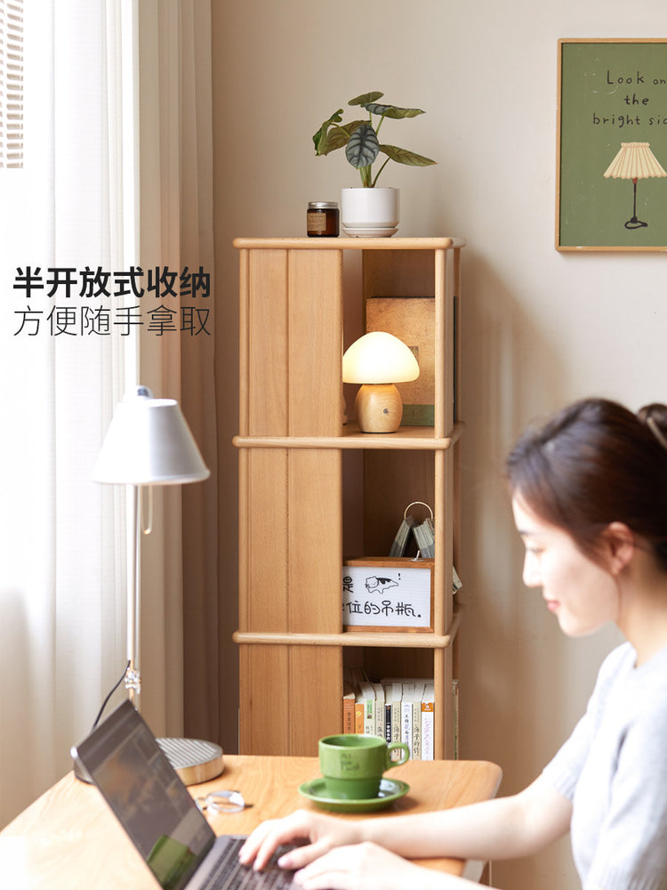 实木书房旋转置物架多层落地书架小户型收纳架子