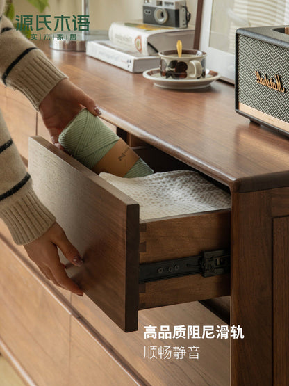 实木斗柜黑胡桃木七斗柜现代简约床尾柜卧室收纳储物边柜