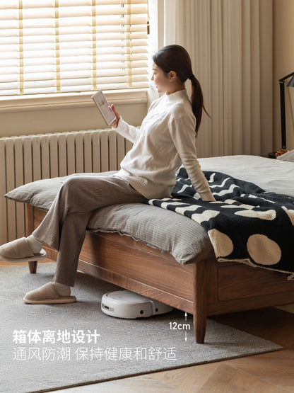 实木箱体床储物床黑胡桃木气压高箱床北欧主卧双人收纳床