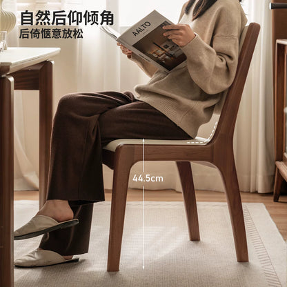 实木餐椅黑胡桃木软包椅餐桌椅餐厅休闲椅靠背椅椅子