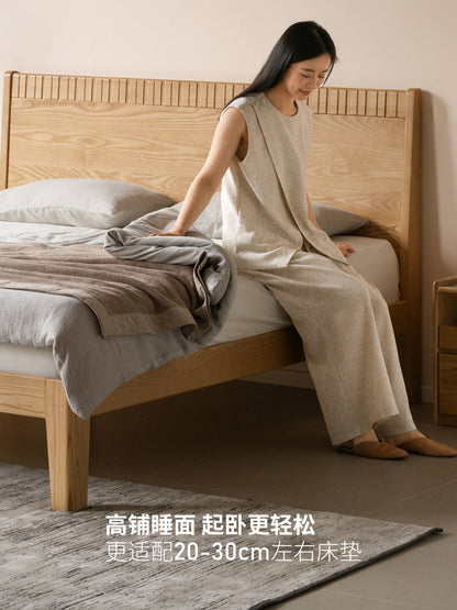 实木床现代简约白蜡木双人床卧室原木风1米8大板床