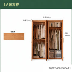 实木衣柜卧室樱桃木衣橱复古家具储物柜衣帽间收纳柜