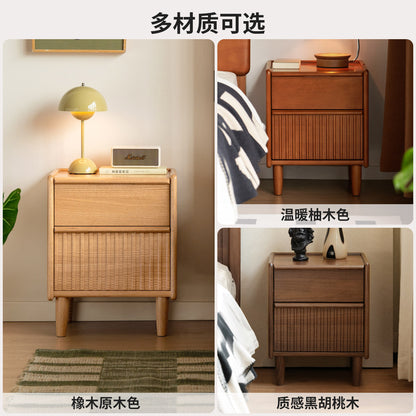 实木床头柜现代简约收纳柜卧室床边橡木柜子储物柜