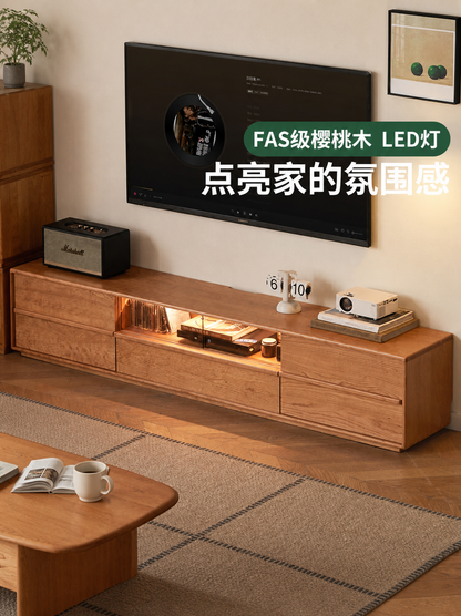 电视柜客厅现代简约落地收纳储物柜樱桃木地柜