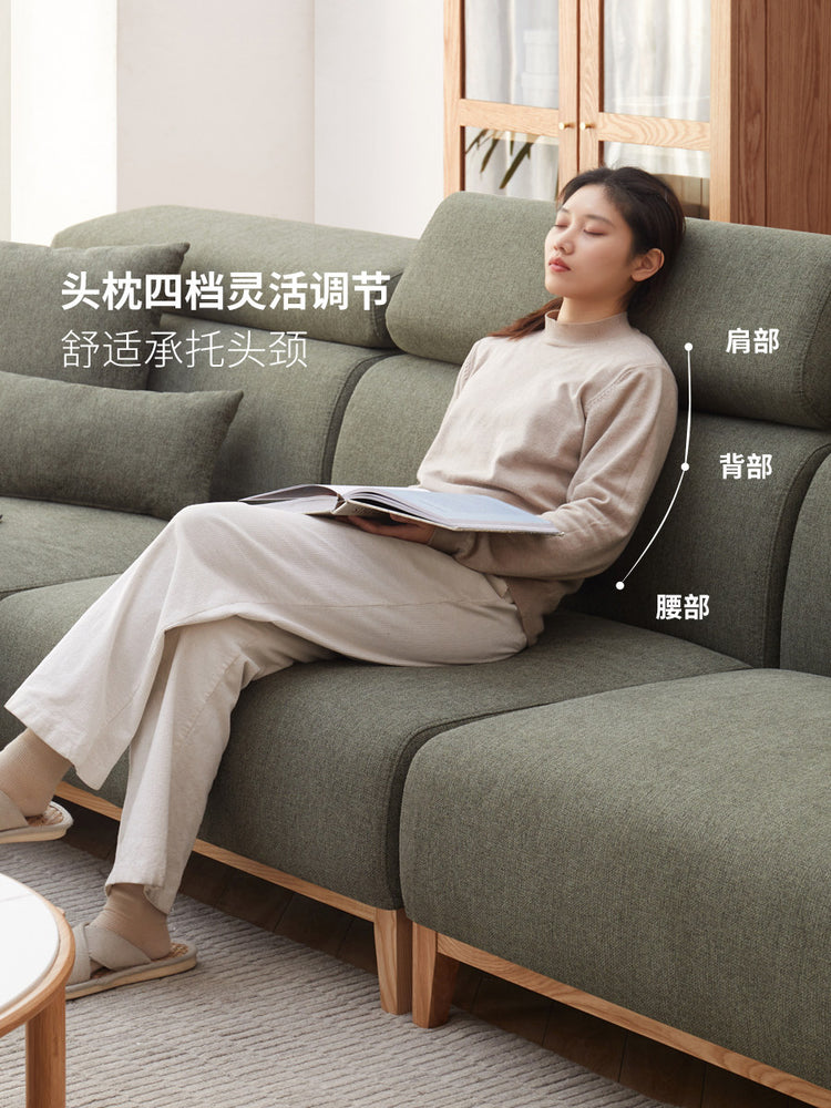 布艺沙发简约现代高靠背转角布沙发大户型客厅实木家具