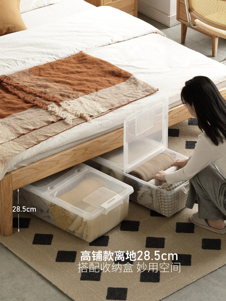 全实木床现代简约主卧橡木双人床北欧卧室单人床环保家具