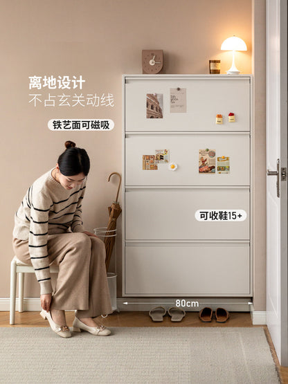 金属超薄鞋柜白色门口玄关柜现代简约翻斗柜防尘鞋架