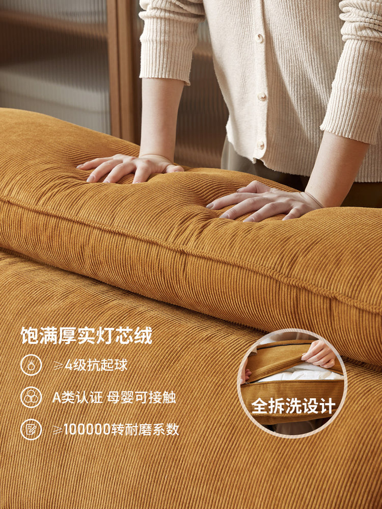 布艺沙发客厅高靠背直排可拆洗灯芯绒高脚沙发