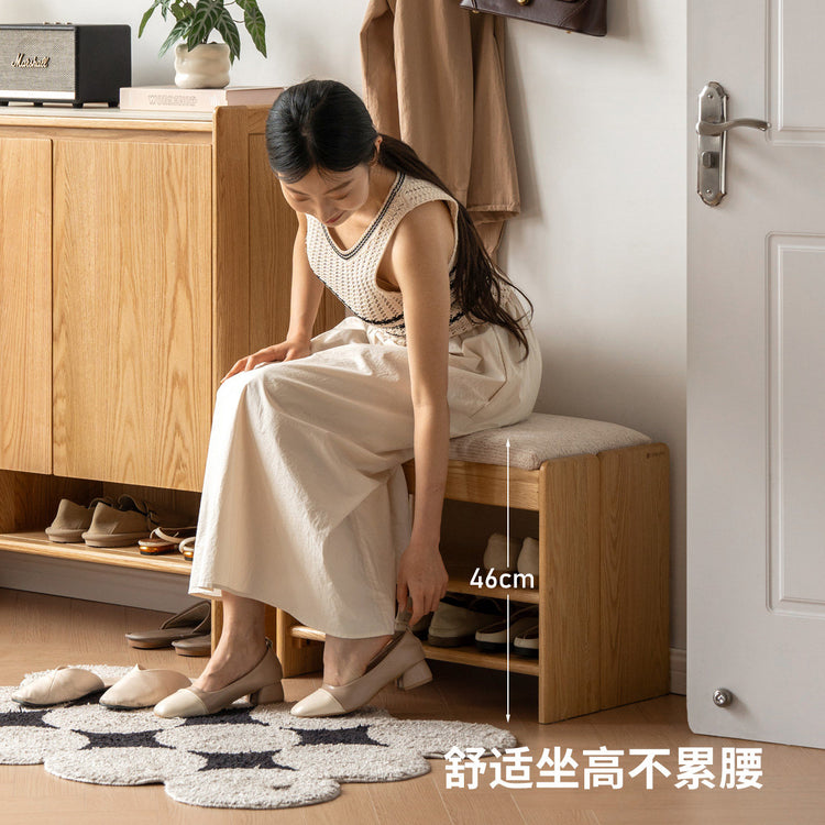 实木换鞋凳客厅现代简约脚凳小户型门口入户橡木鞋架