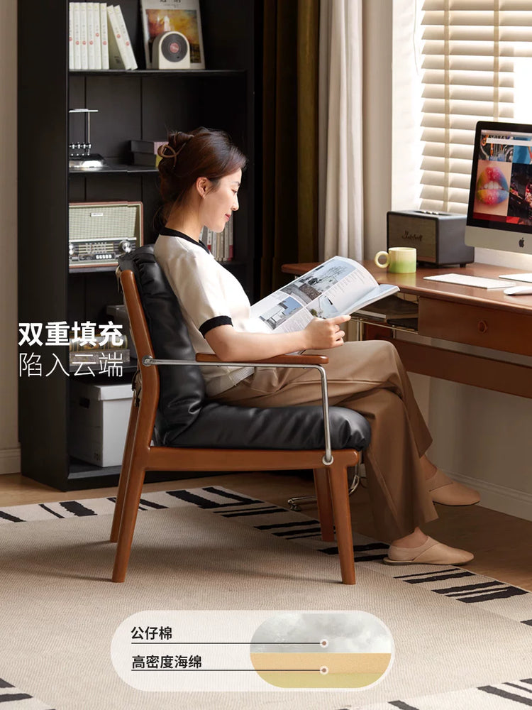 实木扶手椅书房包豪斯靠背椅办公椅软包书椅休闲椅子