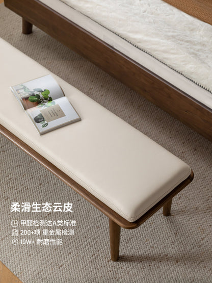 实木长凳黑胡桃木卧室床尾凳简约软包长条凳休闲板凳