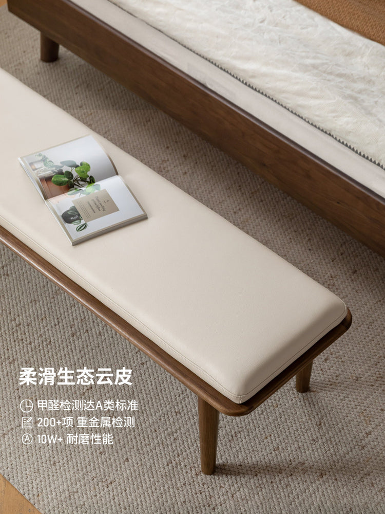 实木长凳黑胡桃木卧室床尾凳简约软包长条凳休闲板凳
