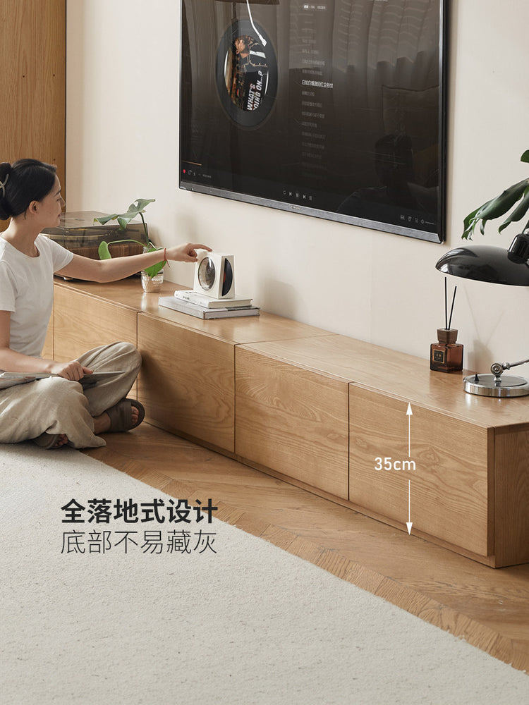 实木电视柜现代简约落地收纳储物柜客厅白蜡木原木风地柜