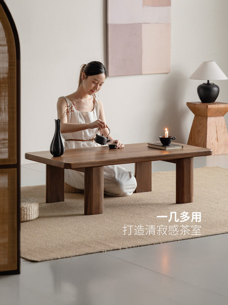 实木茶几客厅侘寂风茶台黑胡桃木创意茶桌小户型矮桌