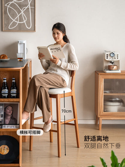 实木餐椅詹青云庞颖餐厅樱桃木吧台椅靠背椅高脚椅