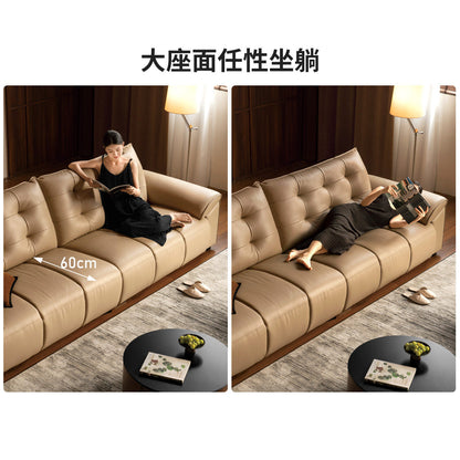真皮沙发意式轻奢头层牛皮客厅高靠背直排沙发