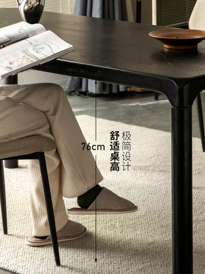 实木餐桌黑色北欧简约饭桌白蜡木吃饭桌子设计师家具