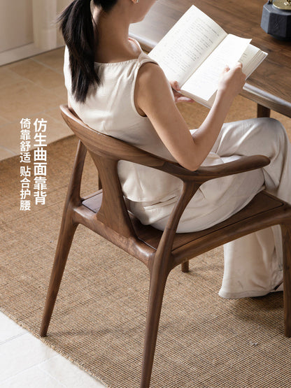 实木餐椅餐厅新中式扶手椅黑胡桃木靠背椅全榫卯原木椅子