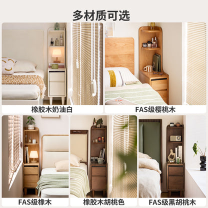 实木床头柜现代简约胡桃色储物柜卧室小户型置物柜