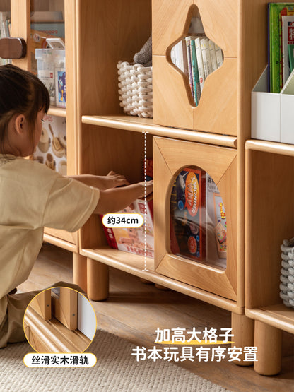 实木儿童书柜组合书房储物柜玩具收纳柜落地靠墙柜子