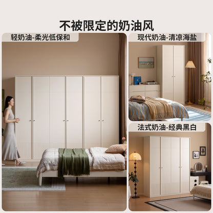 实木衣柜法式奶油风衣橱卧室对开门储物柜白色收纳柜