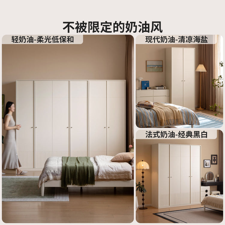 实木衣柜法式奶油风衣橱卧室对开门储物柜白色收纳柜