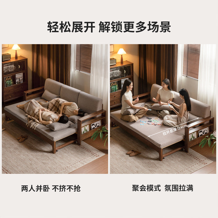折叠两用沙发床现代简约客厅实木多功能储物沙发